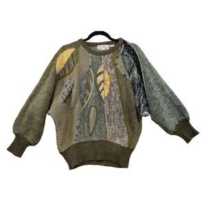 Eddie Dassin Los Angeles Womens Medium Sweater With Leaf Pattern Wool Blend